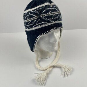 Columbia Beanie Hat Ear Flaps Fleece Lined Chullo Knit Braided Tassels Laplander